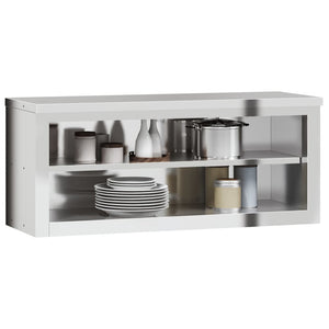 vidaXL Kitchen Wall Cabinet with Shelves Stainless Steel-40