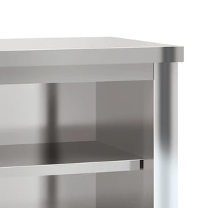 vidaXL Kitchen Wall Cabinet with Shelves Stainless Steel-12