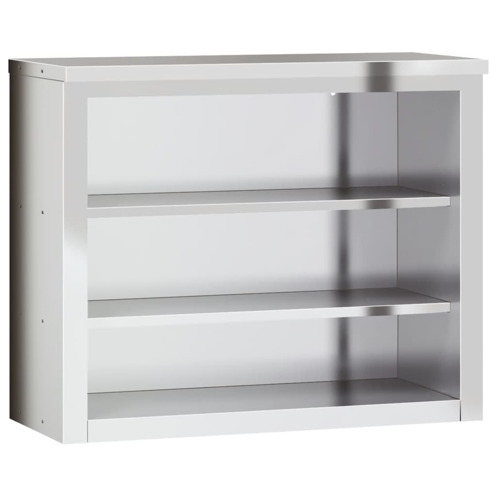 vidaXL Kitchen Wall Cabinet with Shelves Stainless Steel-5