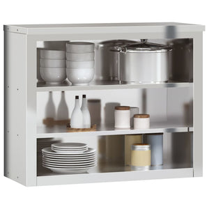 vidaXL Kitchen Wall Cabinet with Shelves Stainless Steel-29