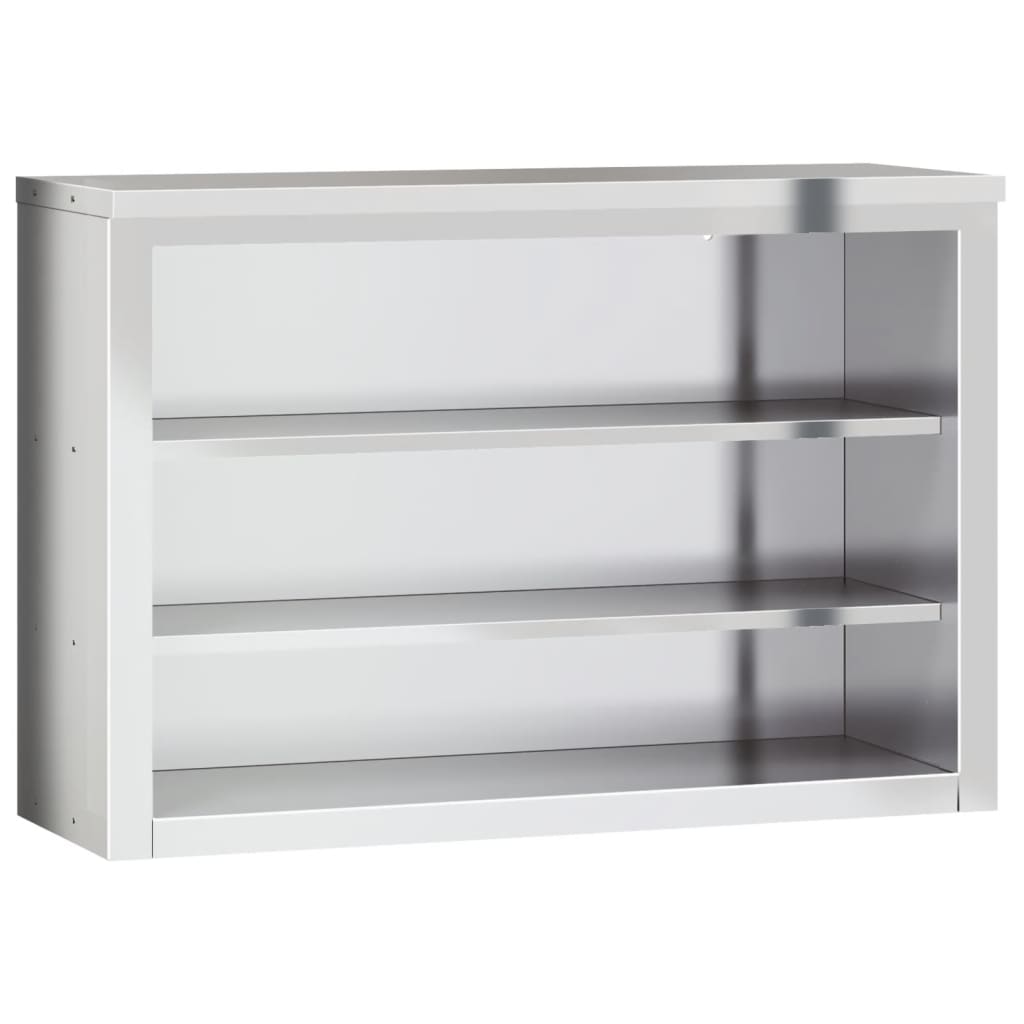 vidaXL Kitchen Wall Cabinet with Shelves Stainless Steel-1