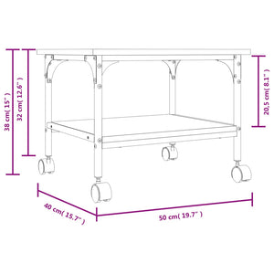 vidaXL Printer Stand 2-Tier Black 19.7"x15.7"x15" Engineered Wood-3