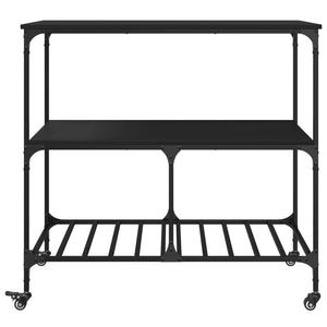 vidaXL Kitchen Trolley Black 39.4"x19.7"x37.4" Engineered Wood-6