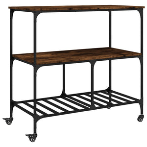 vidaXL Kitchen Trolley Black 39.4"x19.7"x37.4" Engineered Wood-8