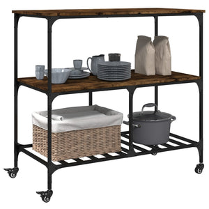 vidaXL Kitchen Trolley Black 39.4"x19.7"x37.4" Engineered Wood-12