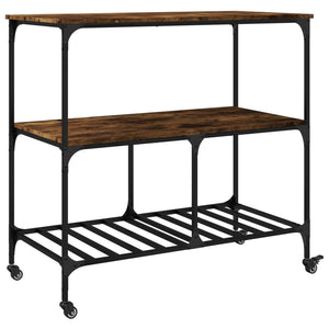 vidaXL Kitchen Trolley Black 39.4"x19.7"x37.4" Engineered Wood-15