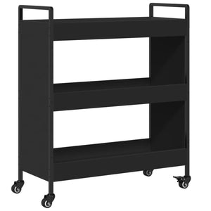 vidaXL Kitchen Trolley Black 27.6"x11.8"x32.3" Engineered Wood-0