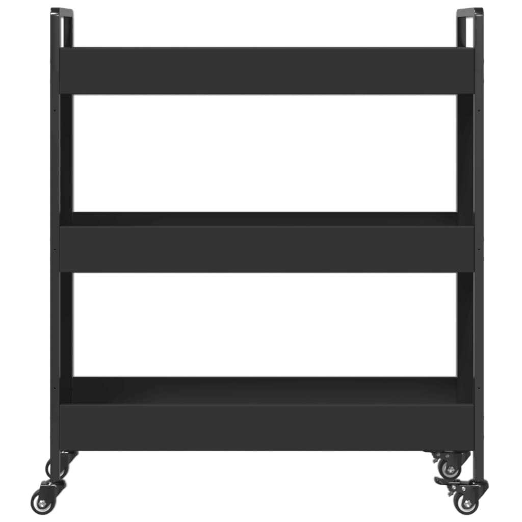 vidaXL Kitchen Trolley Black 27.6"x11.8"x32.3" Engineered Wood-12