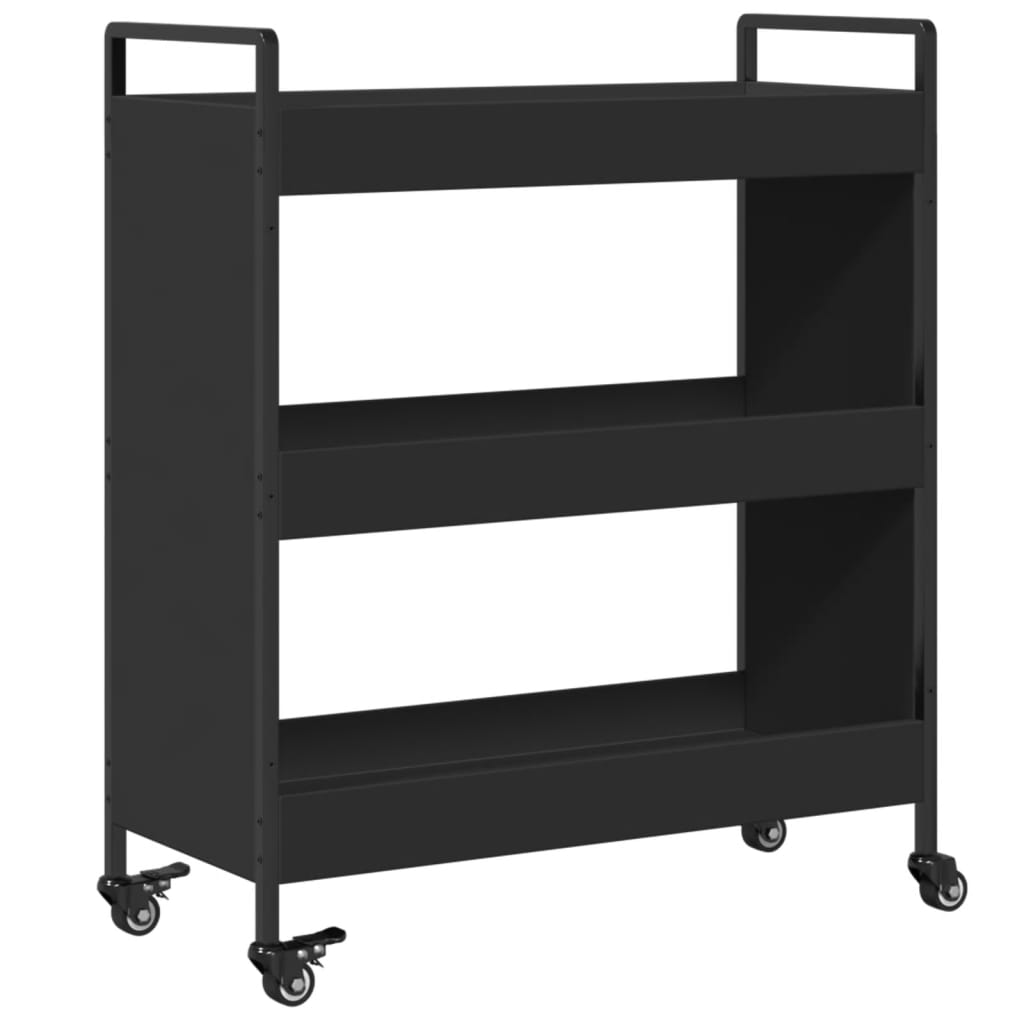 vidaXL Kitchen Trolley Black 27.6"x11.8"x32.3" Engineered Wood-13