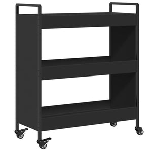 vidaXL Kitchen Trolley Black 27.6"x11.8"x32.3" Engineered Wood-13