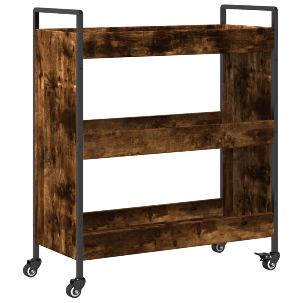 vidaXL Kitchen Trolley Black 27.6"x11.8"x32.3" Engineered Wood-14