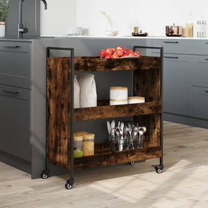 vidaXL Kitchen Trolley Black 27.6"x11.8"x32.3" Engineered Wood-3