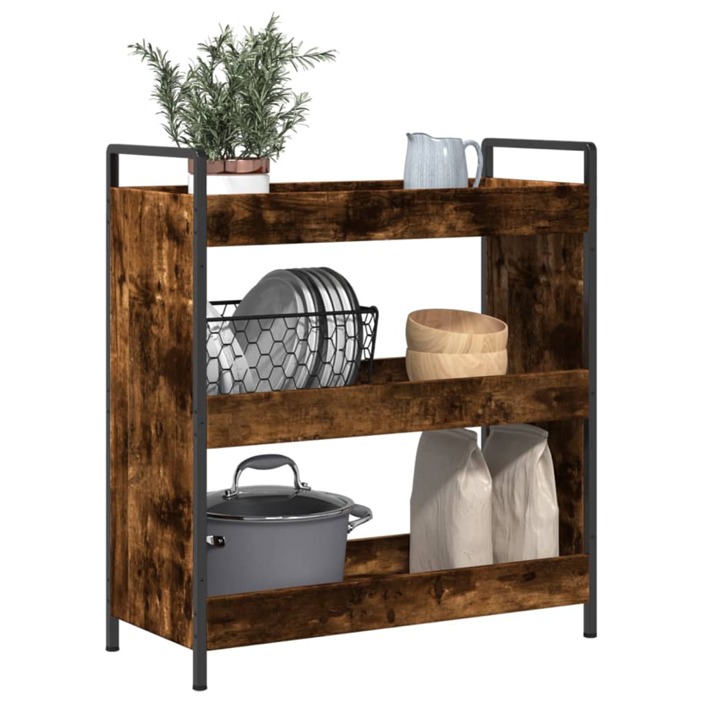 vidaXL Kitchen Trolley Black 27.6"x11.8"x32.3" Engineered Wood-5