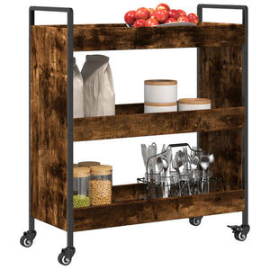 vidaXL Kitchen Trolley Black 27.6"x11.8"x32.3" Engineered Wood-7