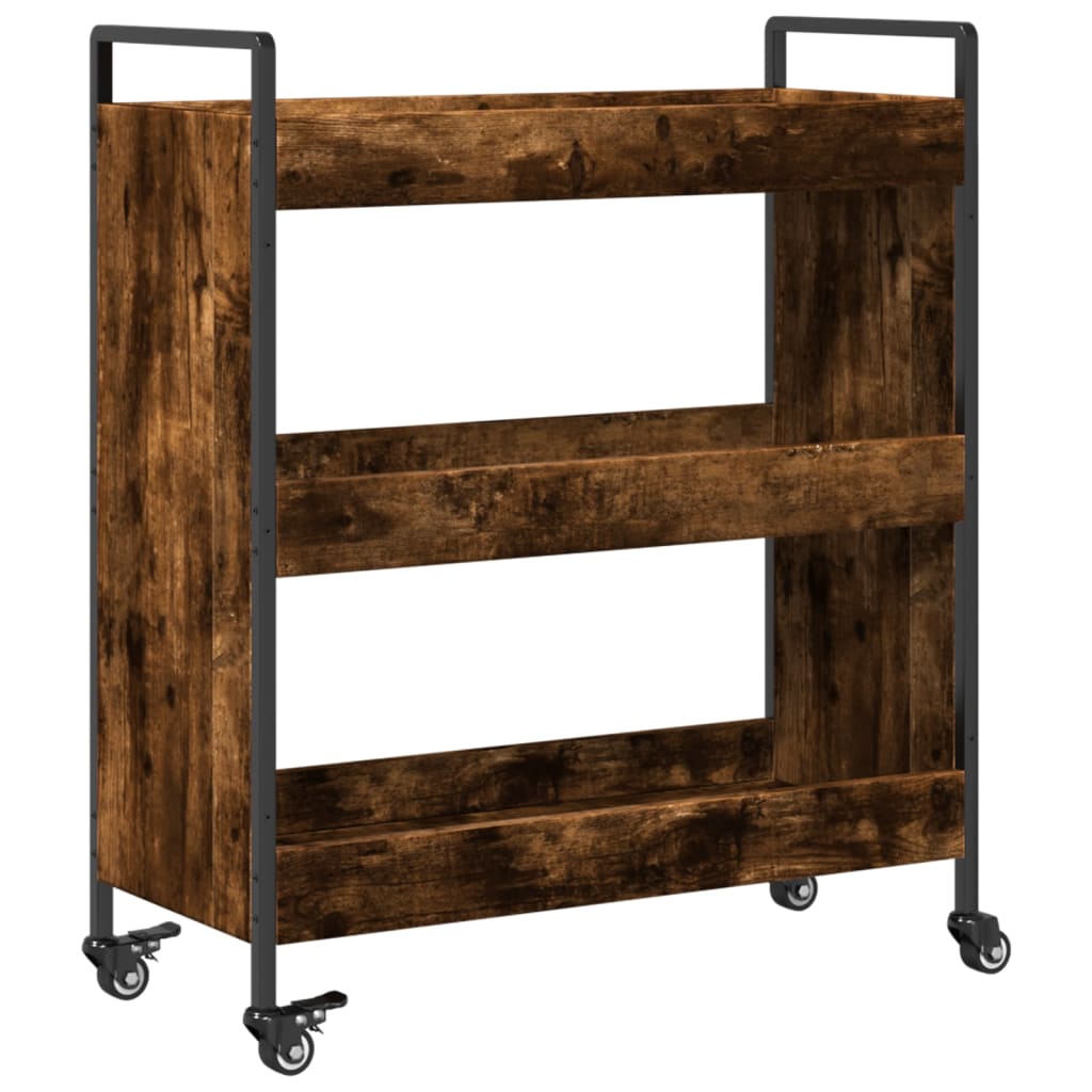 vidaXL Kitchen Trolley Black 27.6"x11.8"x32.3" Engineered Wood-11