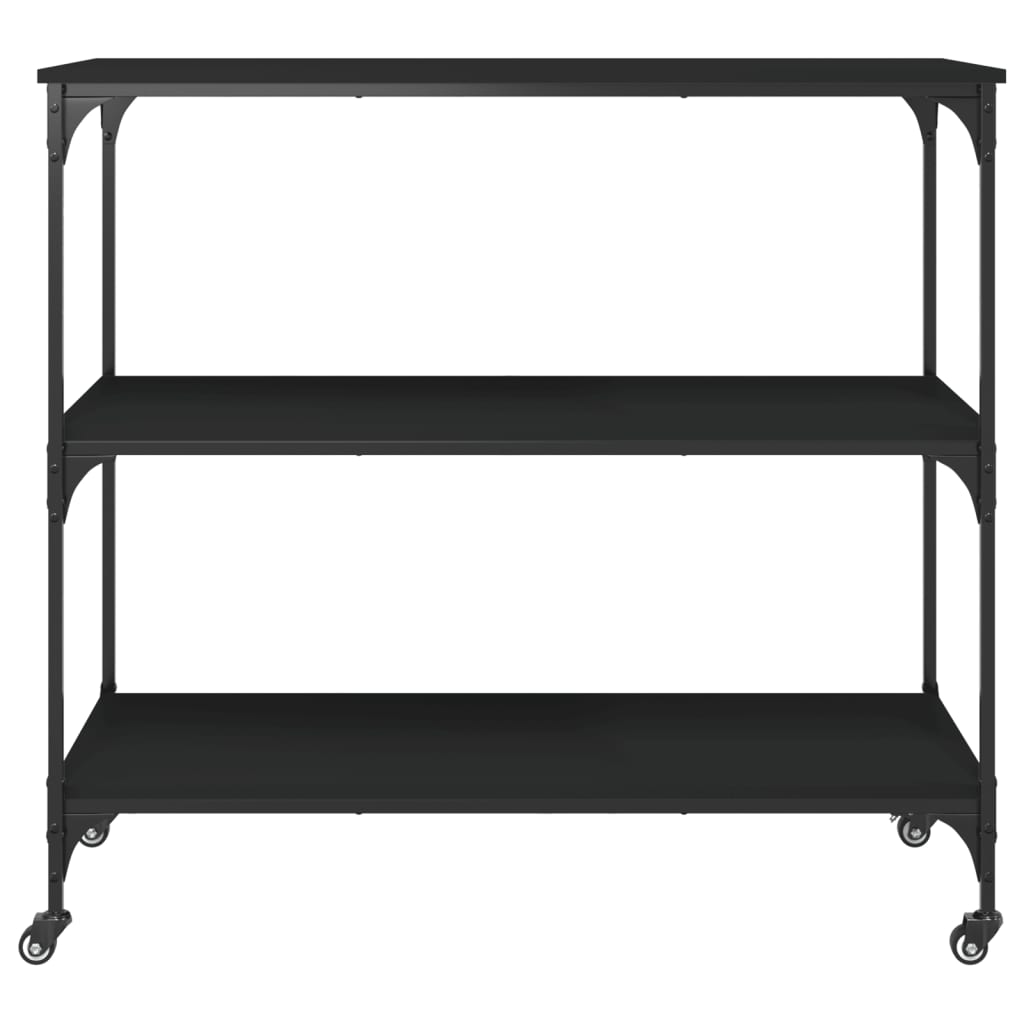 vidaXL Kitchen Trolley Black 40.2"x19.7"x37.4" Engineered Wood-6