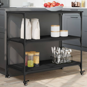 vidaXL Kitchen Trolley Black 40.2"x19.7"x37.4" Engineered Wood-0