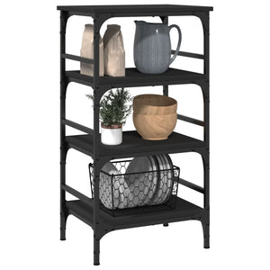 vidaXL Kitchen Trolley Black 17.7"x13.8"x35.2" Engineered Wood-11