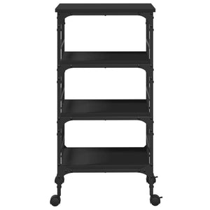 vidaXL Kitchen Trolley Black 17.7"x13.8"x35.2" Engineered Wood-14