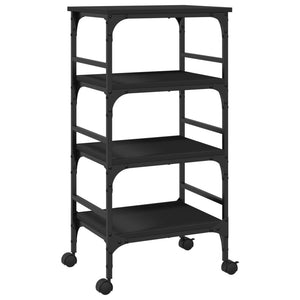 vidaXL Kitchen Trolley Black 17.7"x13.8"x35.2" Engineered Wood-15