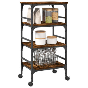 vidaXL Kitchen Trolley Black 17.7"x13.8"x35.2" Engineered Wood-8