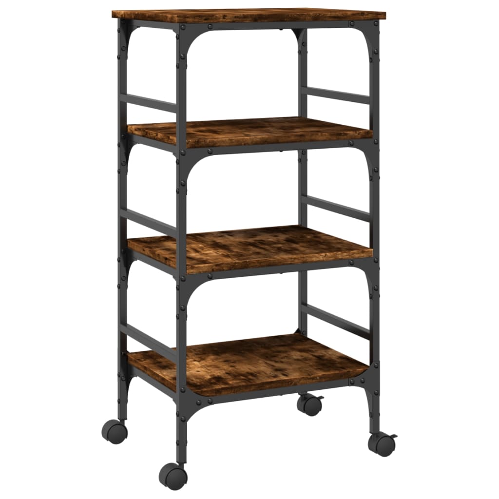 vidaXL Kitchen Trolley Black 17.7"x13.8"x35.2" Engineered Wood-12