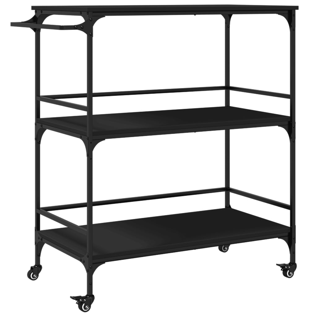 vidaXL Kitchen Trolley Black 39.6"x19.7"x41.3" Engineered Wood-0