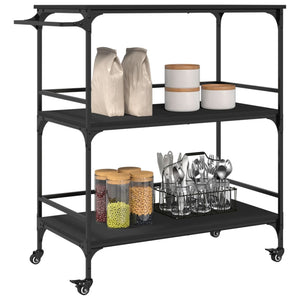 vidaXL Kitchen Trolley Black 39.6"x19.7"x41.3" Engineered Wood-5