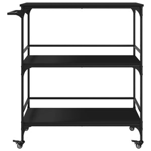 vidaXL Kitchen Trolley Black 39.6"x19.7"x41.3" Engineered Wood-7