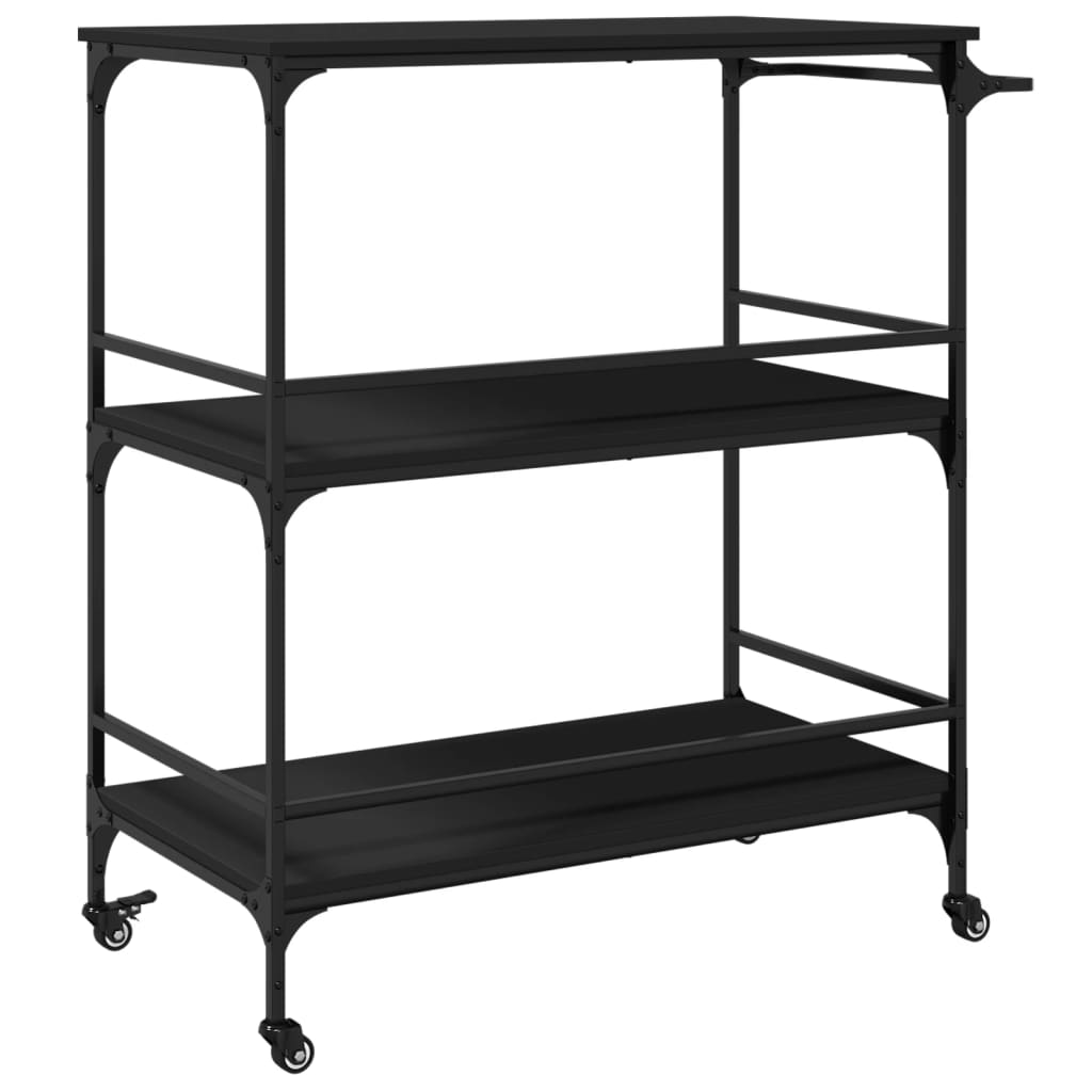 vidaXL Kitchen Trolley Black 39.6"x19.7"x41.3" Engineered Wood-8