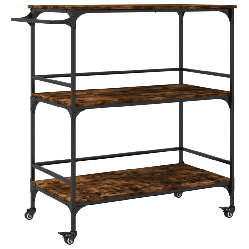 vidaXL Kitchen Trolley Black 39.6"x19.7"x41.3" Engineered Wood-9