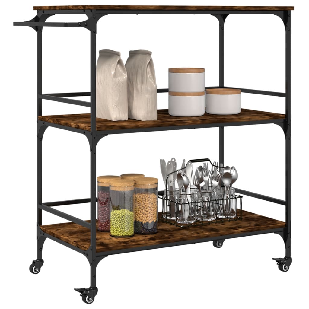 vidaXL Kitchen Trolley Black 39.6"x19.7"x41.3" Engineered Wood-13