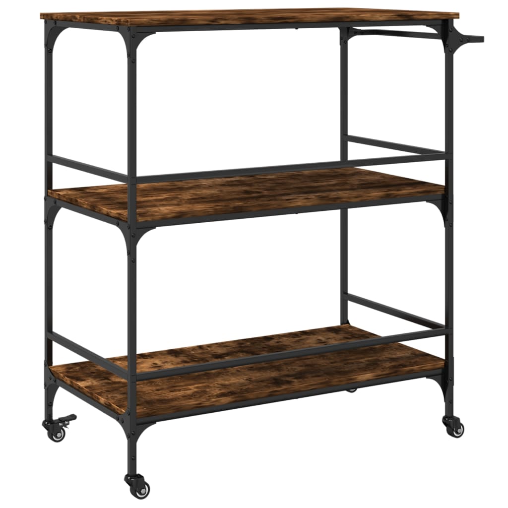 vidaXL Kitchen Trolley Black 39.6"x19.7"x41.3" Engineered Wood-16