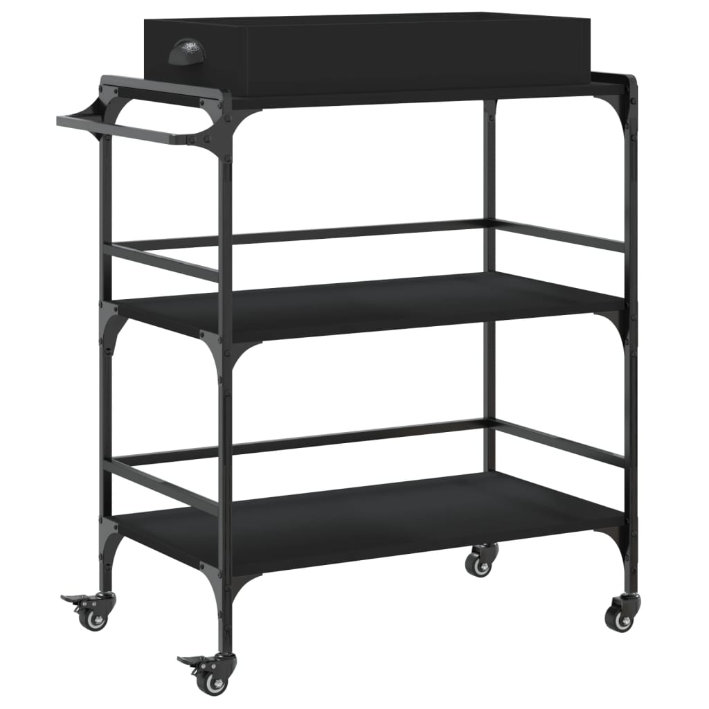 vidaXL Kitchen Trolley Black 32.1"x16.1"x36.4" Engineered Wood-0