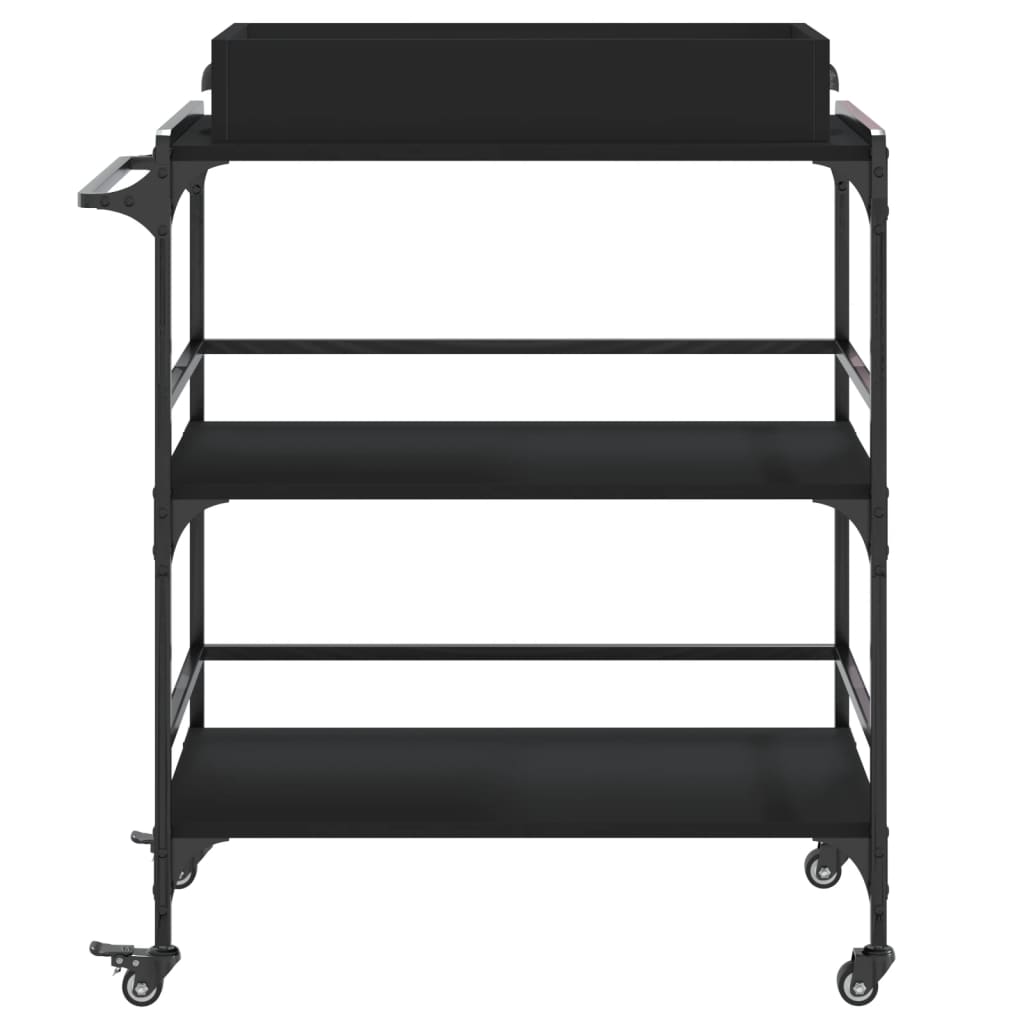 vidaXL Kitchen Trolley Black 32.1"x16.1"x36.4" Engineered Wood-7