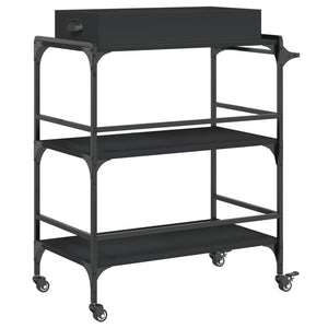 vidaXL Kitchen Trolley Black 32.1"x16.1"x36.4" Engineered Wood-8