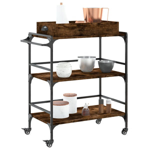 vidaXL Kitchen Trolley Black 32.1"x16.1"x36.4" Engineered Wood-14