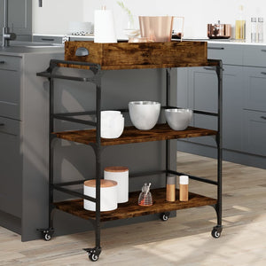 vidaXL Kitchen Trolley Black 32.1"x16.1"x36.4" Engineered Wood-10