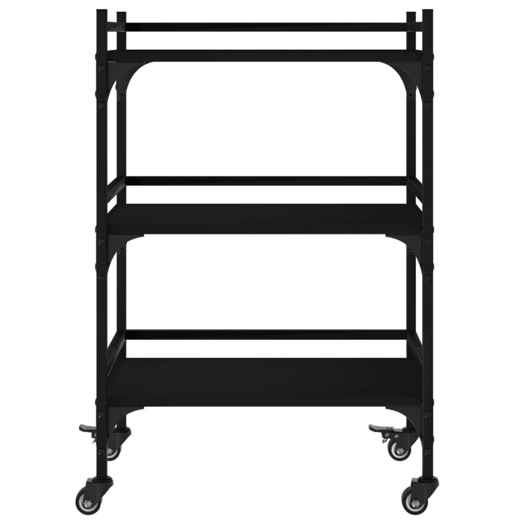 vidaXL Kitchen Trolley Black 19.7"x13.8"x29.7" Engineered Wood-6