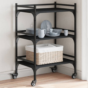 vidaXL Kitchen Trolley Black 19.7"x13.8"x29.7" Engineered Wood-0