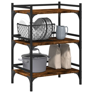 vidaXL Kitchen Trolley Smoked Oak 19.7"x13.8"x29.7" Engineered Wood-4