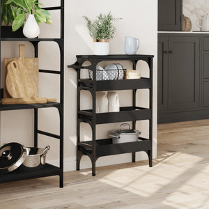 vidaXL Kitchen Trolley Black 20.9"x7.9"x29.9" Engineered Wood-1