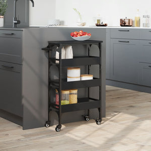 vidaXL Kitchen Trolley Black 20.9"x7.9"x29.9" Engineered Wood-3