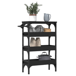 vidaXL Kitchen Trolley Black 20.9"x7.9"x29.9" Engineered Wood-4