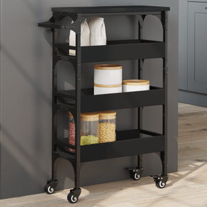 vidaXL Kitchen Trolley Black 20.9"x7.9"x29.9" Engineered Wood-0