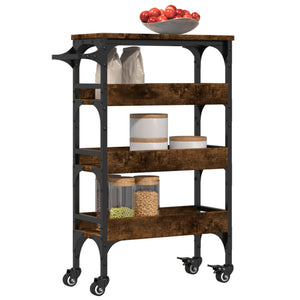 vidaXL Kitchen Trolley Smoked Oak 20.9"x7.9"x29.9" Engineered Wood-5