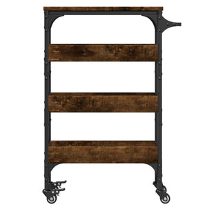 vidaXL Kitchen Trolley Smoked Oak 20.9"x7.9"x29.9" Engineered Wood-6