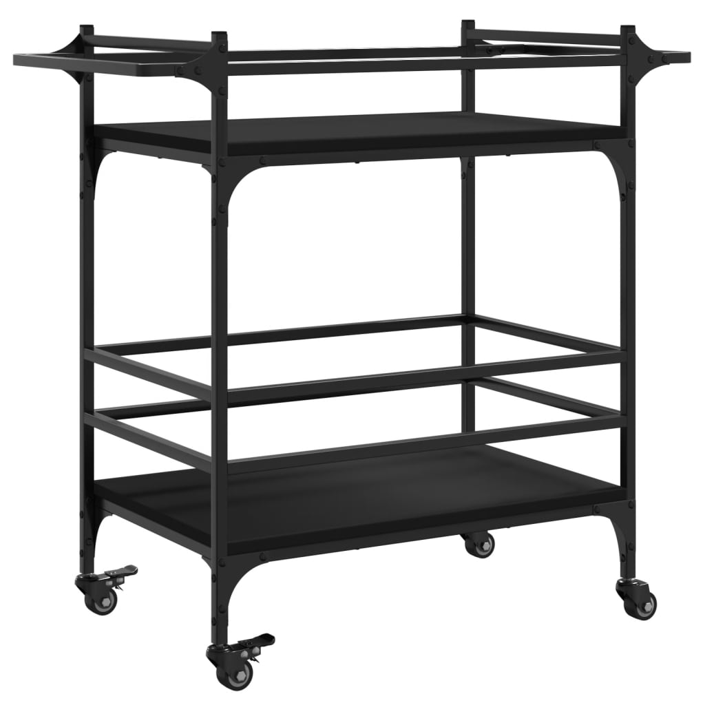 vidaXL Kitchen Trolley Black 32.3"x15.7"x30.9" Engineered Wood-7