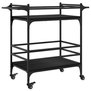 vidaXL Kitchen Trolley Black 32.3"x15.7"x30.9" Engineered Wood-7