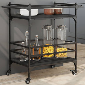 vidaXL Kitchen Trolley Black 32.3"x15.7"x30.9" Engineered Wood-1